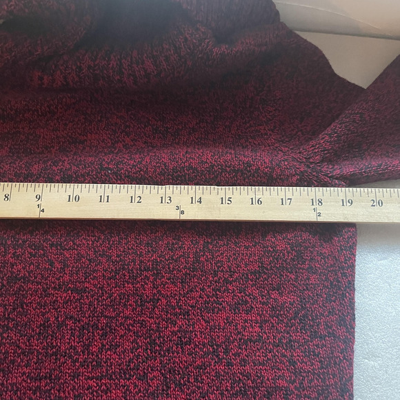 Vtg Y2K Lauren Ralph Lauren Sweater Women XL Red Black Cowl Neck Marled Pullover - Picture 6 of 14